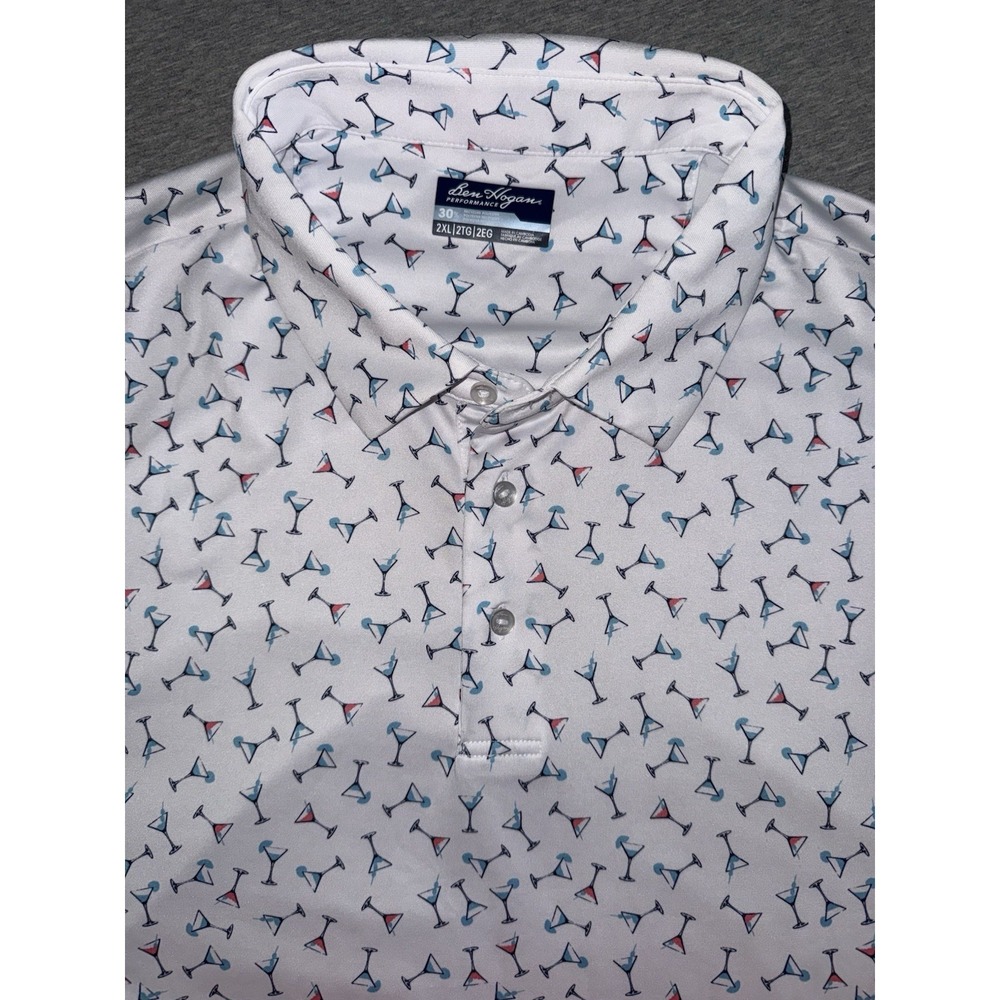 Ben Hogan Mens Performance Golf Polo Shirt Size XXL 2XL Martini Glass Stretchy